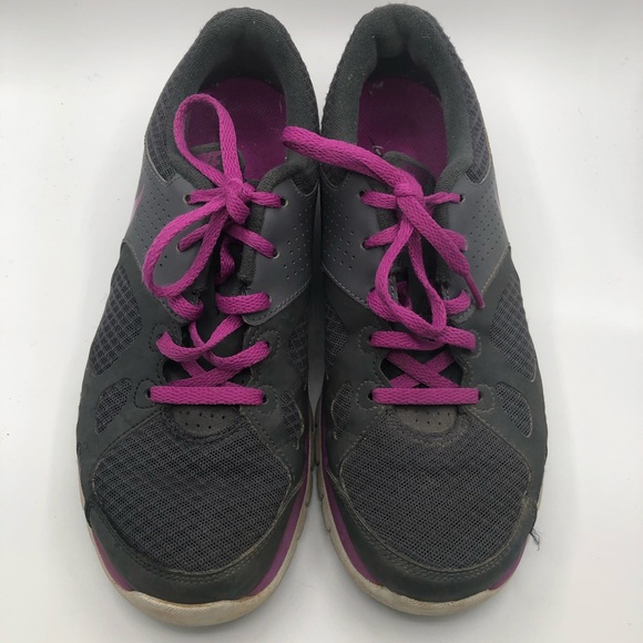 NIKE NEW FLEX DARK GREY / PURPLE RUNNERS - Picture 2 of 16